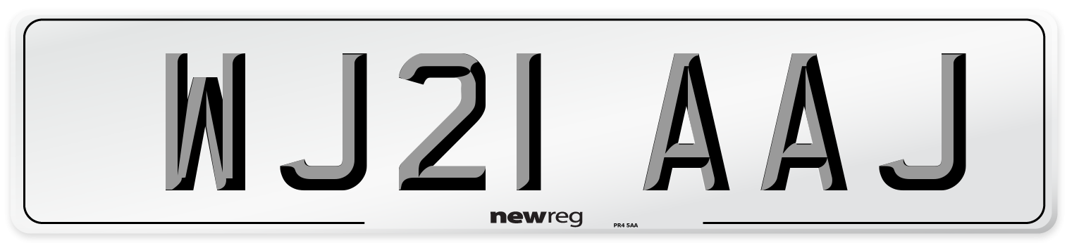 WJ21 AAJ Number Plate from New Reg